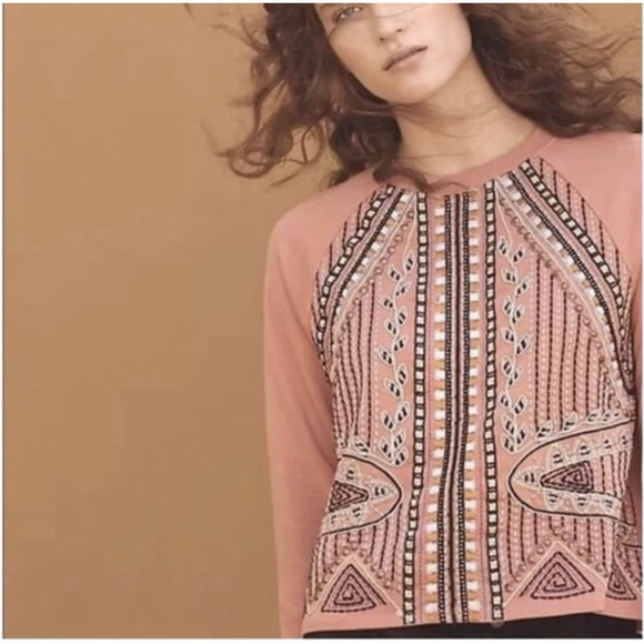 Anthropologie Tops - Akemi & Kin Anthro Embroider Bead Sweatshirt EUC